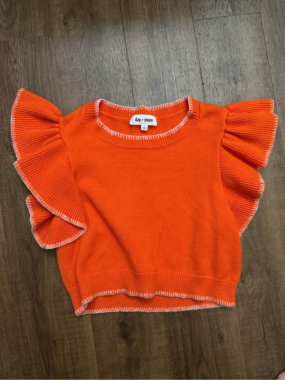 🧡 DAY + MOON Statement Ruffle Sleeve Knit Top 🧡